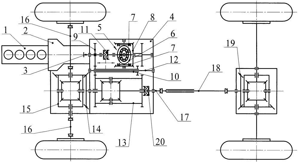Трансмиссия двухосного полноприводного транспортного средства (патент 2652359)
