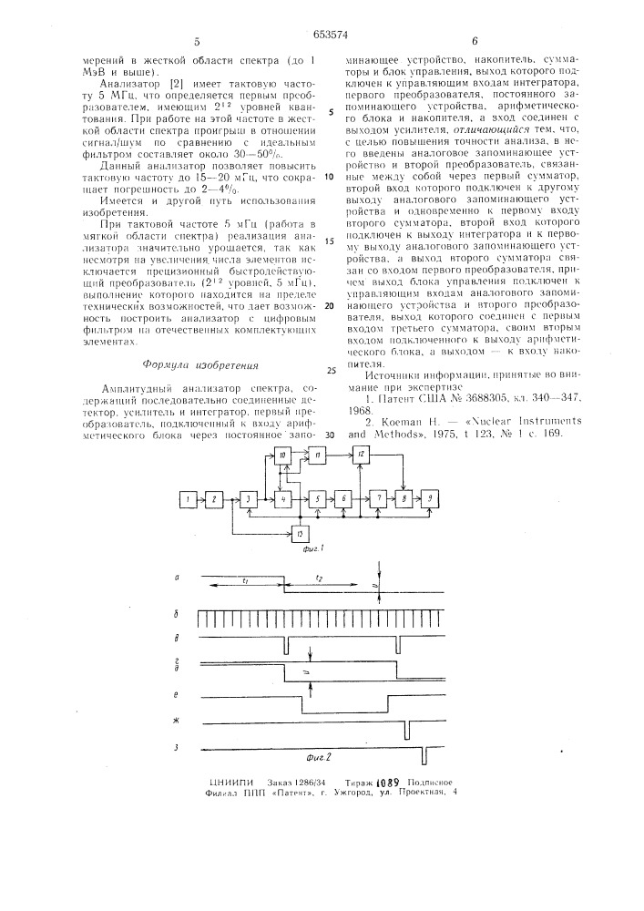 Амплитудный анализатор спектра (патент 653574)