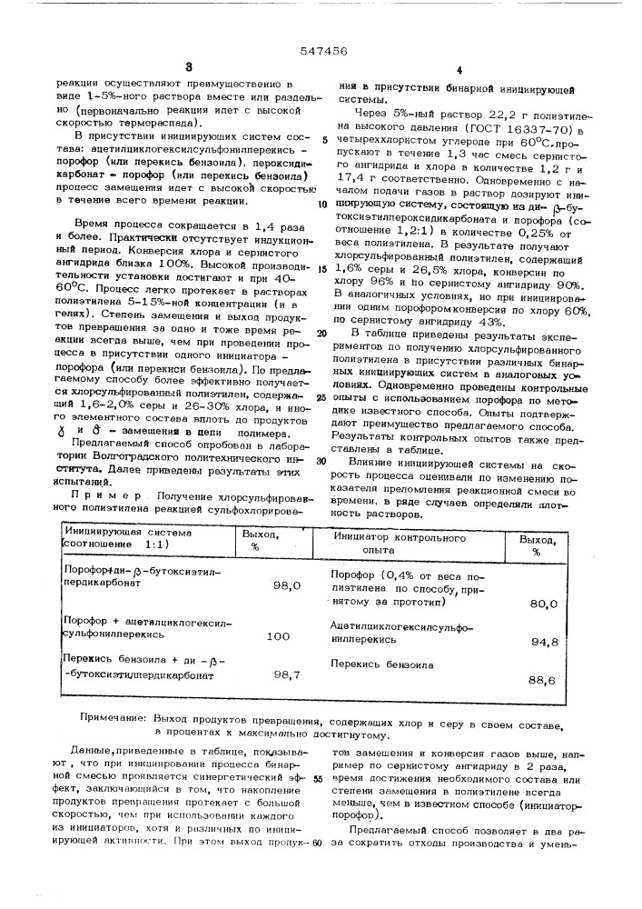 Способ хлорсульфирования полиэтилена (патент 547456)