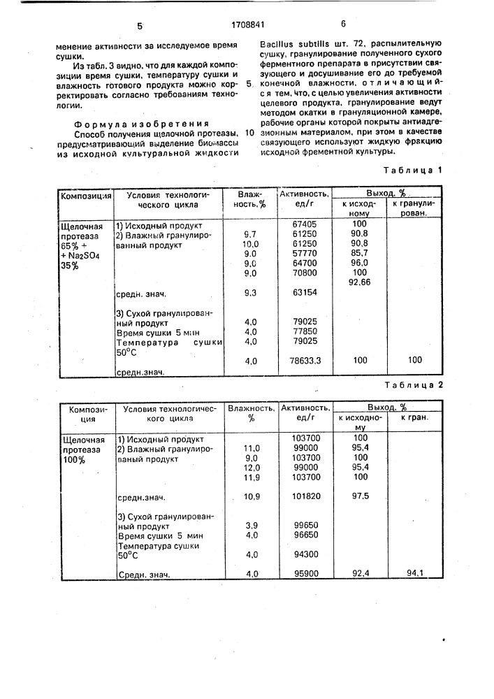 Способ получения щелочной протеазы (патент 1708841)