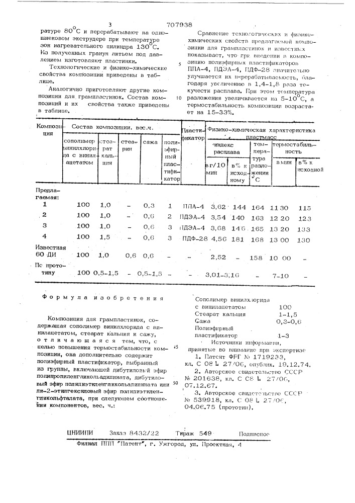 Композиция для грампластинок (патент 707938)