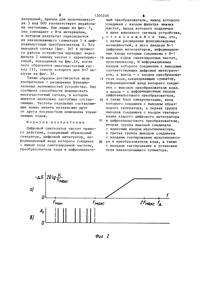 Цифровой синтезатор частот прямого действия (патент 1205249)