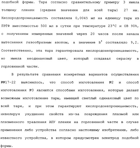 Пластмассовая тара, покрытая алмазоподобной углеродной пленкой, устройство для изготовления такой тары и способ изготовления такой тары (патент 2336365)