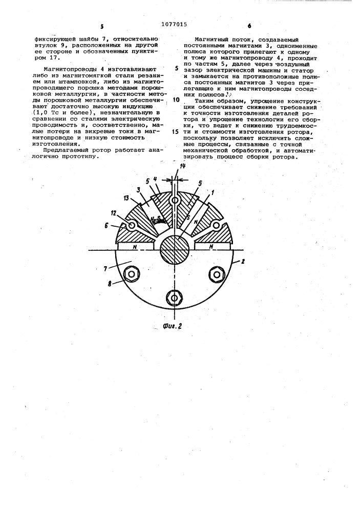 Ротор электрической машины (патент 1077015)