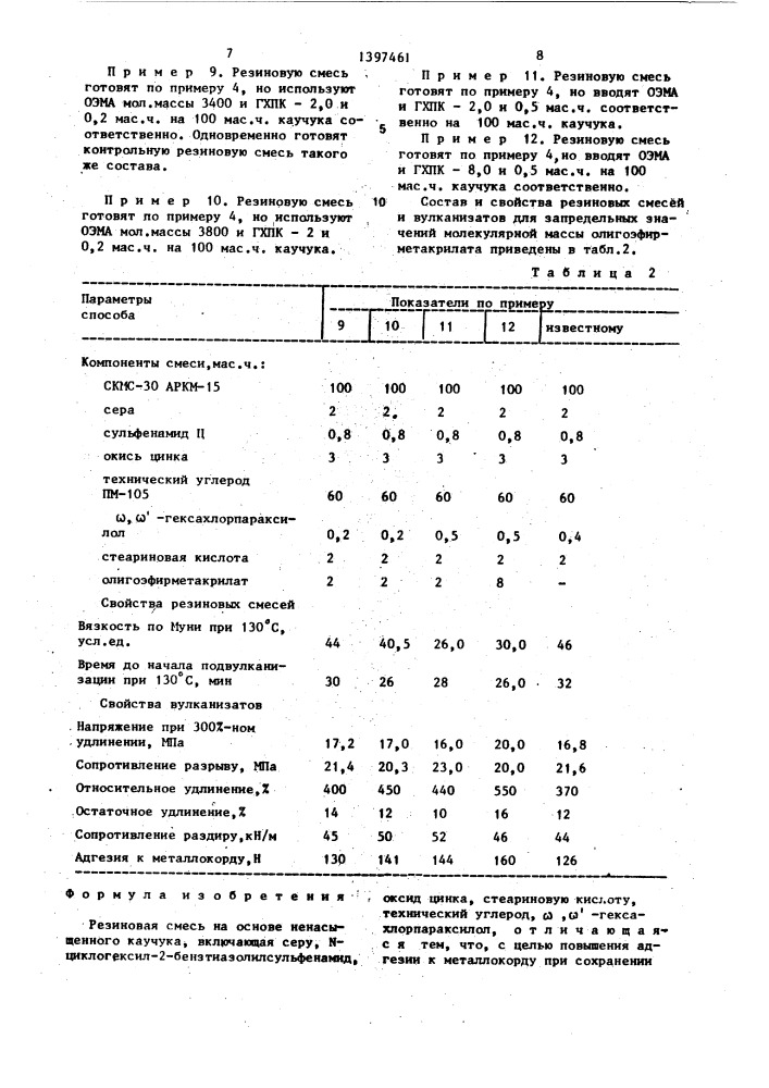 Резиновая смесь на основе ненасыщенного каучука (патент 1397461)