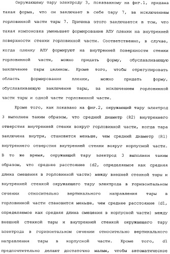 Пластмассовая тара, покрытая алмазоподобной углеродной пленкой, устройство для изготовления такой тары и способ изготовления такой тары (патент 2336365)