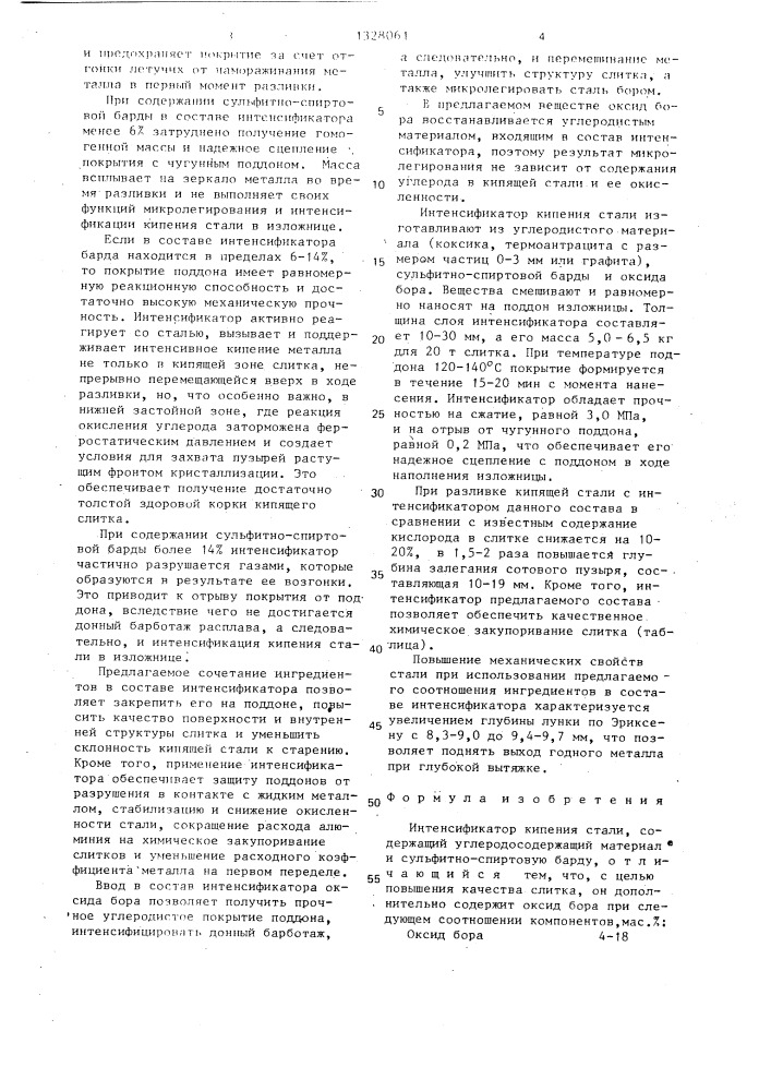 Интенсификатор кипения стали (патент 1328061)