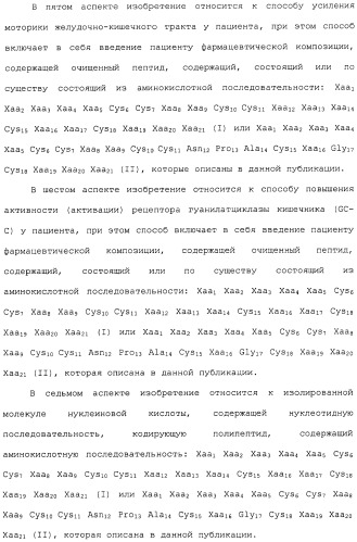 Полипептид для увеличения активности рецептора гуанилатциклазы, фармацевтическая композиция, способ лечения желудочно-кишечного расстройства у пациента, способ повышения активности рецептора гуанилатциклазы у пациента, способ лечения висцеральной боли, способ получения полипептида (варианты), изолированная молекула нуклеиновой кислоты, бактериальный вектор экспрессии и изолированная бактериальная клетка (патент 2433133)