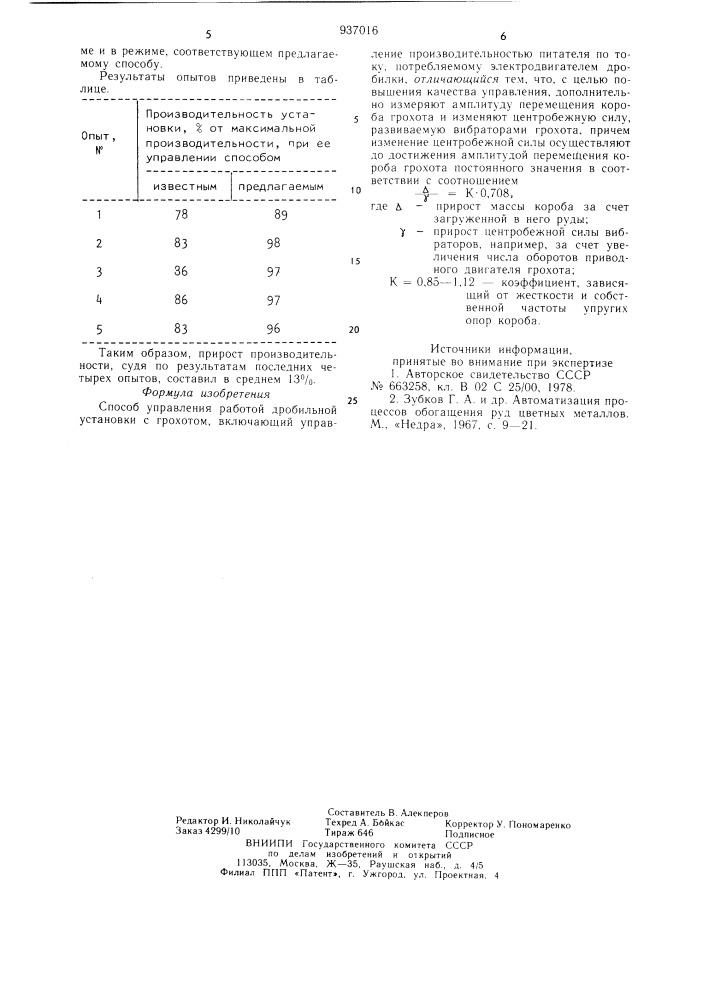 Способ управления работой дробильной установки (патент 937016)