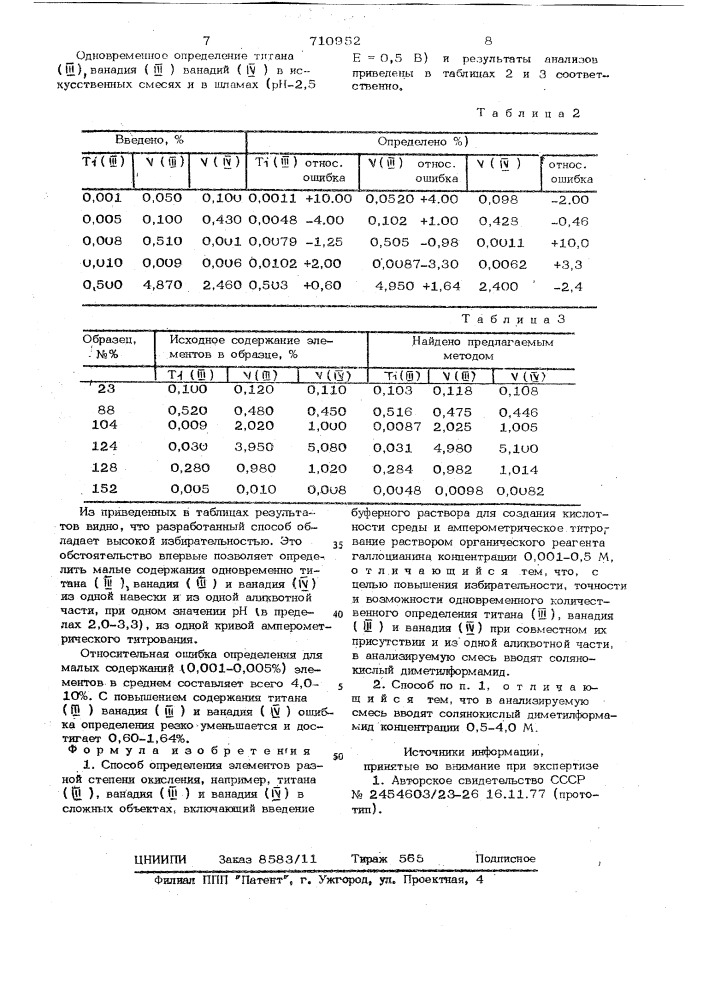 Способ определения элементов разной степени окисления (патент 710952)