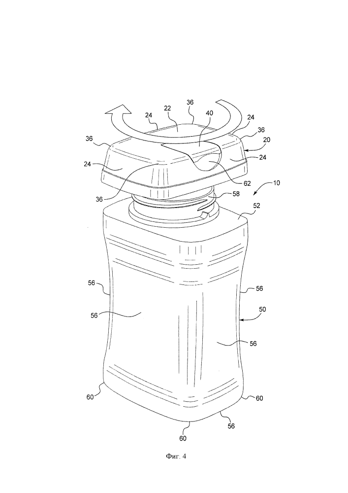 Упаковка, содержащая контейнер и крышку с шарнирным колпачком (патент 2639643)