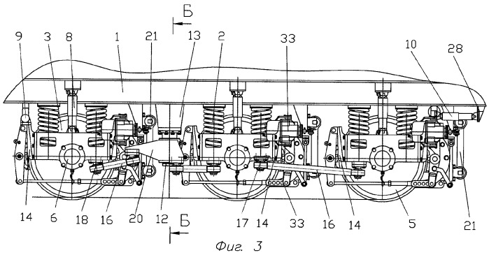Железнодорожное тяговое транспортное средство с трехосными безрамными тележками (варианты) (патент 2279366)