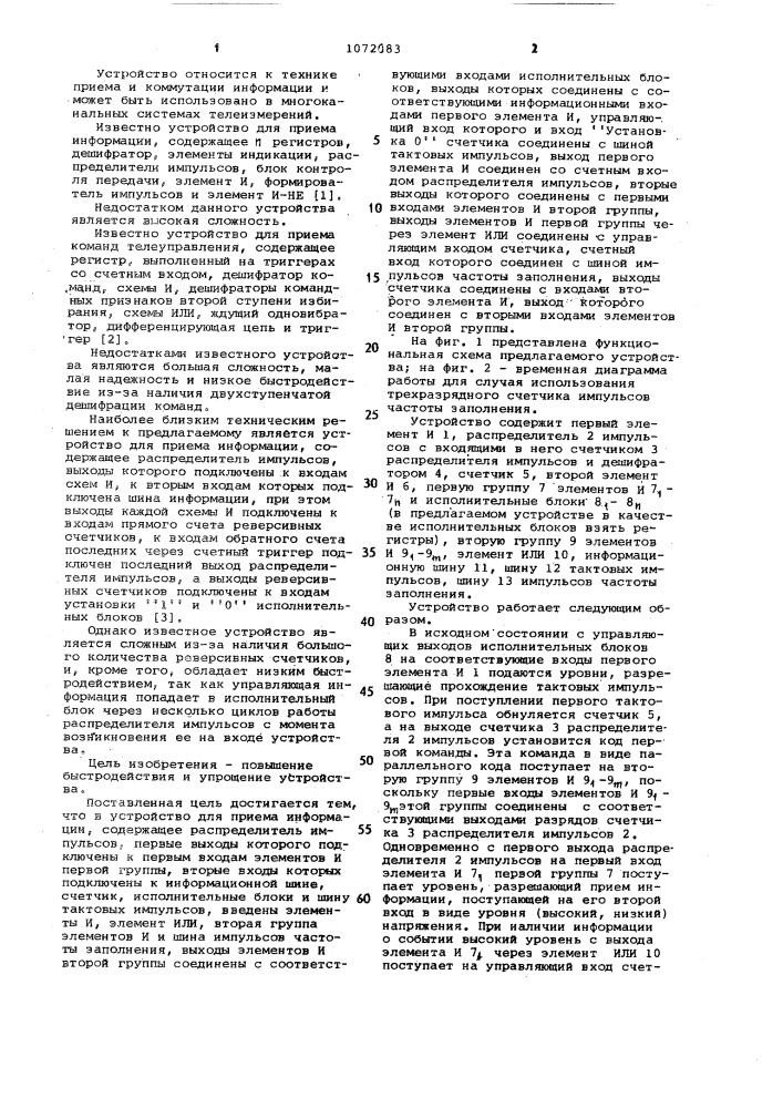 Устройство для приема информации (патент 1072083)