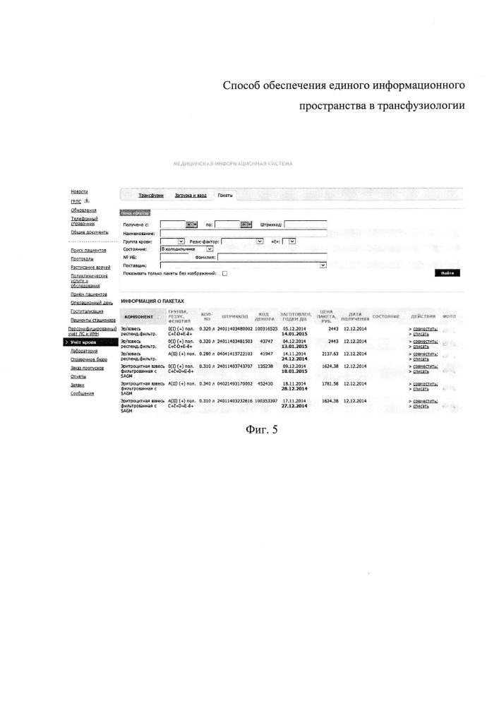 Способ обеспечения единого информационного пространства в трансфузиологии (патент 2618617)