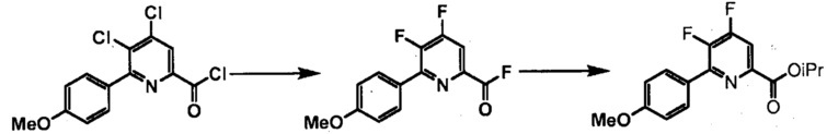 Способ получения 4-амино-5-фтор-3-галоген-6-(замещенных)пиколинатов (патент 2632203)