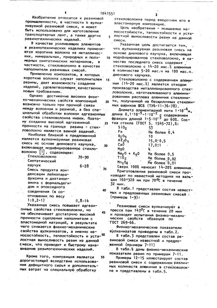 Вулканизуемая резиновая смесь (патент 1041551)