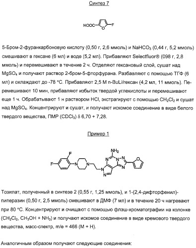 Производные 5-амино-пиразоло-[4,3-е]-1,2,4-триазоло[1,5-с]пиримидина, фармацевтическая композиция на их основе, применение и способы получения промежуточных соединений (патент 2315053)