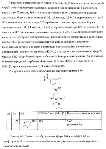 Производные аминопиперидина как ингибиторы бпхэ (белка-переносчика холестерилового эфира) (патент 2442782)