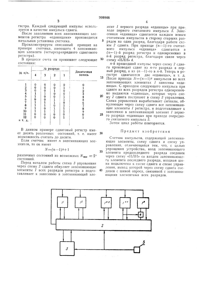 Счетчик импульсов (патент 209846)