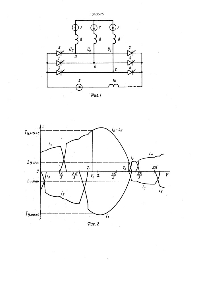 Способ управления @ -фазным вентильным выпрямителем (патент 1343525)