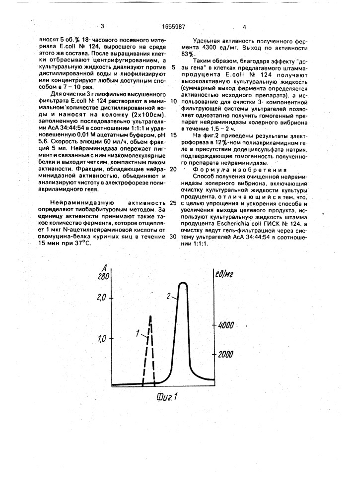 Способ получения очищенной нейраминидазы холерного вибриона (патент 1655987)