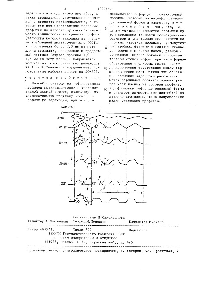 Способ производства гофрированных профилей (патент 1344457)