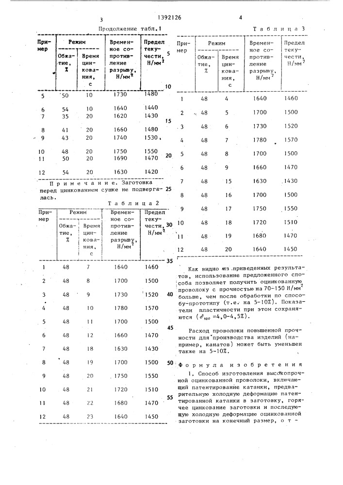 Способ изготовления высокопрочной оцинкованной проволоки (патент 1392126)