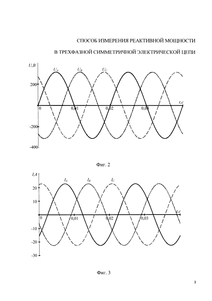 Способ измерения реактивной мощности в трехфазной симметричной электрической цепи (патент 2629907)