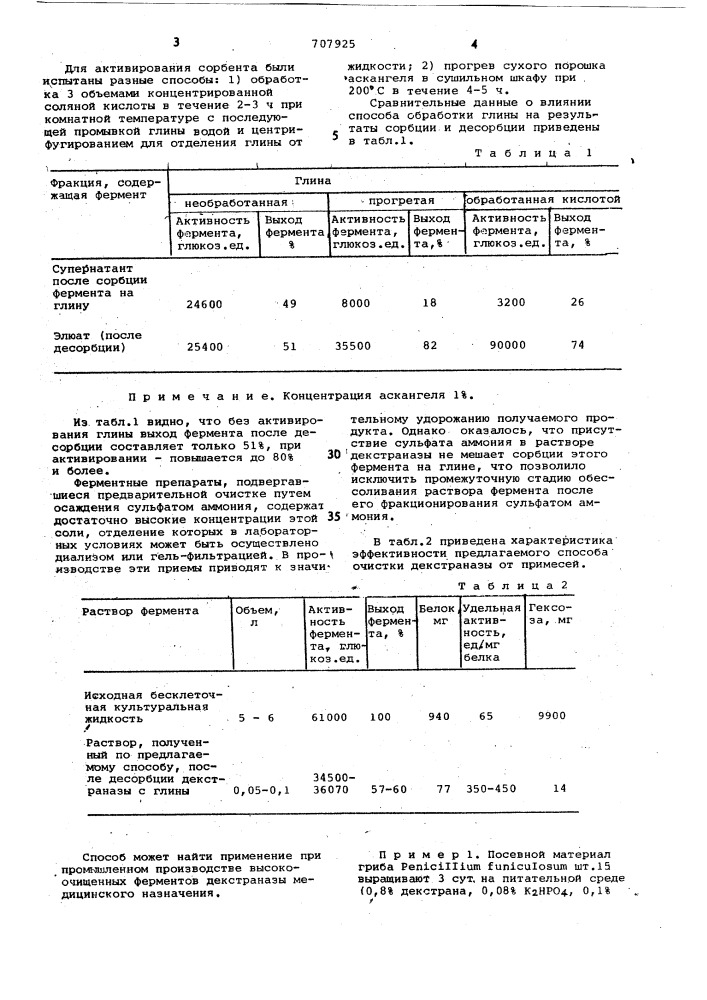 Способ выделения и очистки декстраназы (патент 707925)