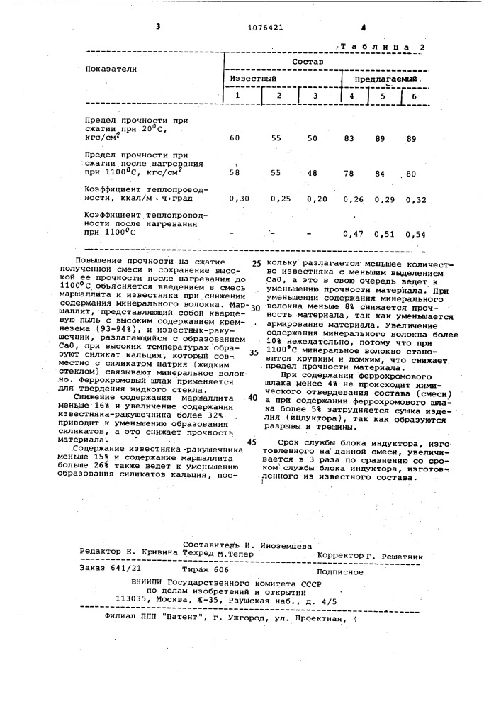 Смесь для изготовления теплоизоляционного материала (патент 1076421)