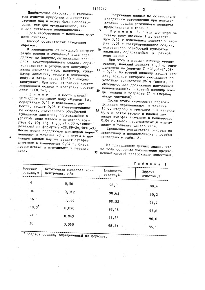 Способ очистки воды (патент 1154217)