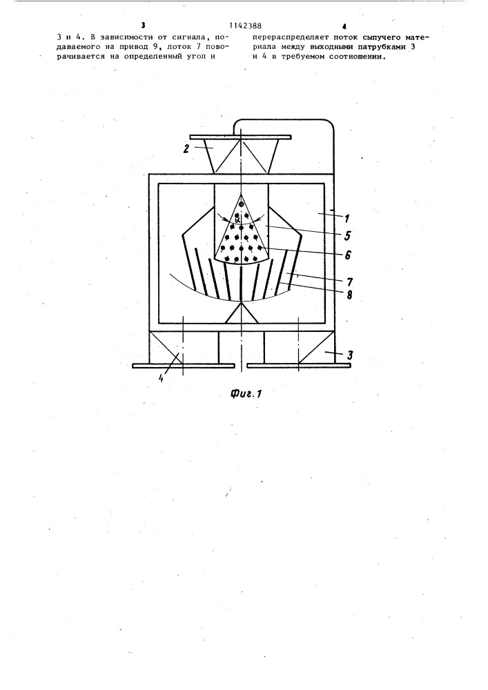 Устройство для разделения потока сыпучего материала (патент 1142388)