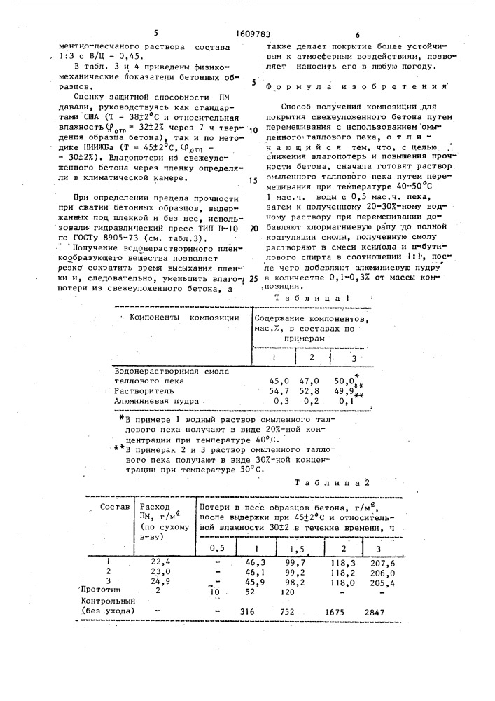 Способ получения композиции для покрытия свежеуложенного бетона (патент 1609783)