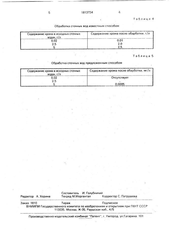 Способ очистки сточных вод от хрома (патент 1813734)