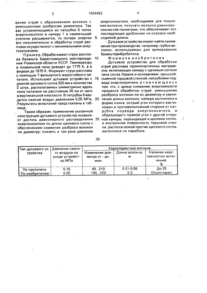 Дутьевое устройство для обработки струй расплава термопластичных материалов (патент 1694492)