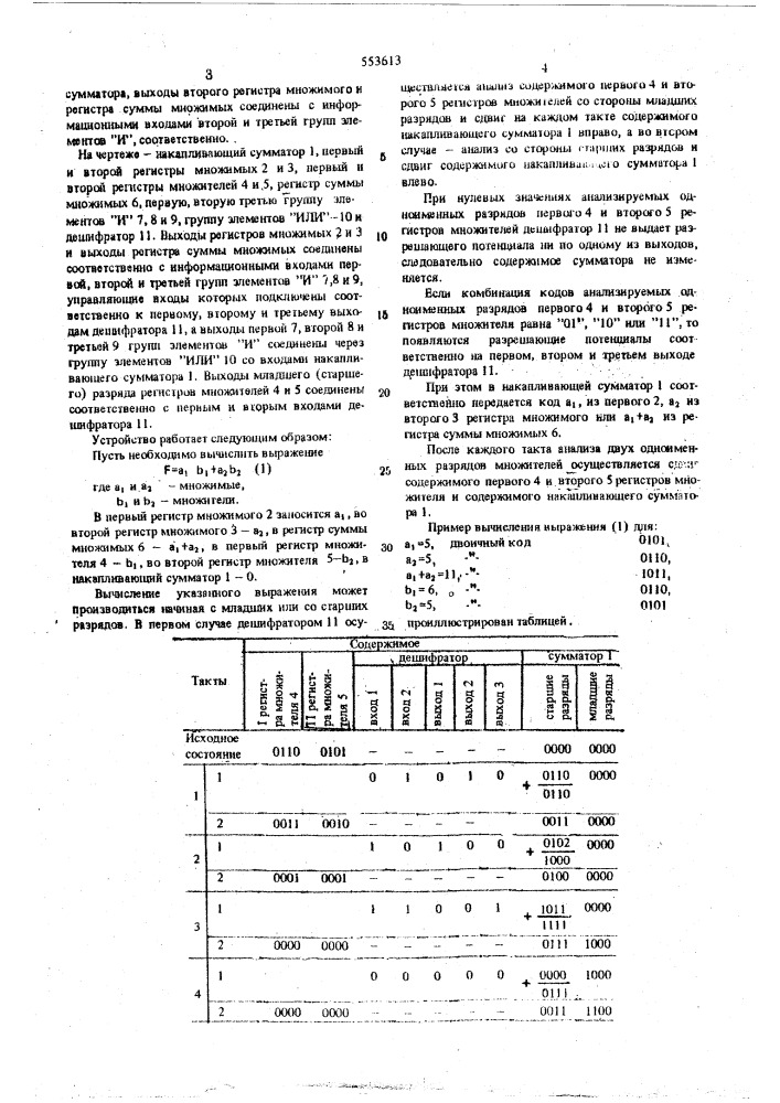 Арифметическое устройство (патент 553613)