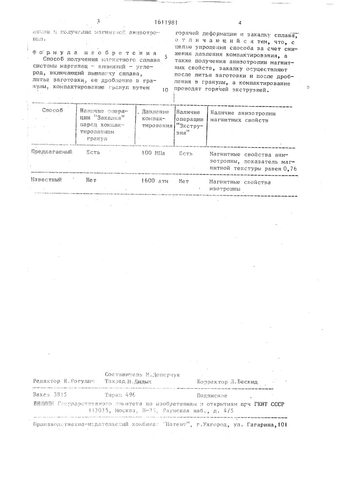 Способ получения магнитного сплава системы марганец- алюминий-углерод (патент 1611981)
