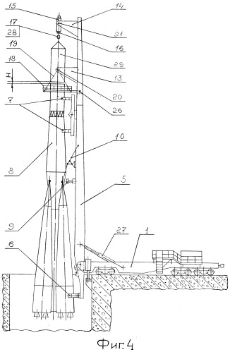 Транспортно-установочный агрегат для вертикальной стыковки головной части с ракетой-носителем и установки её на пусковое устройство (патент 2249547)