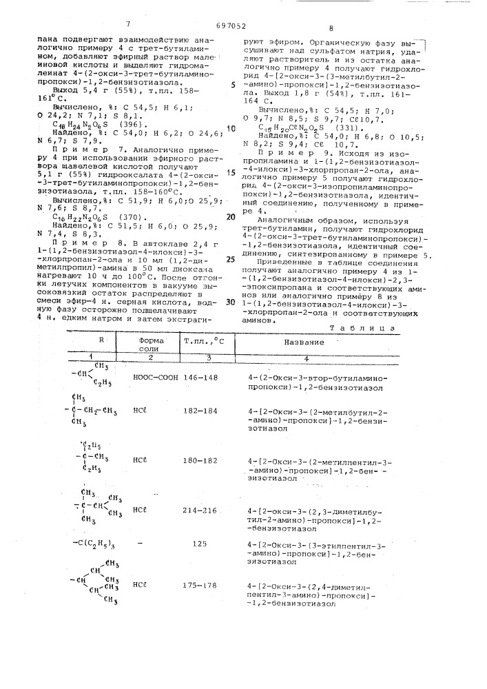 Способ получения аминопропаноловых производных 4-окси-1,2- бензизотиазола или их кислотно-аддитивных солей (патент 697052)