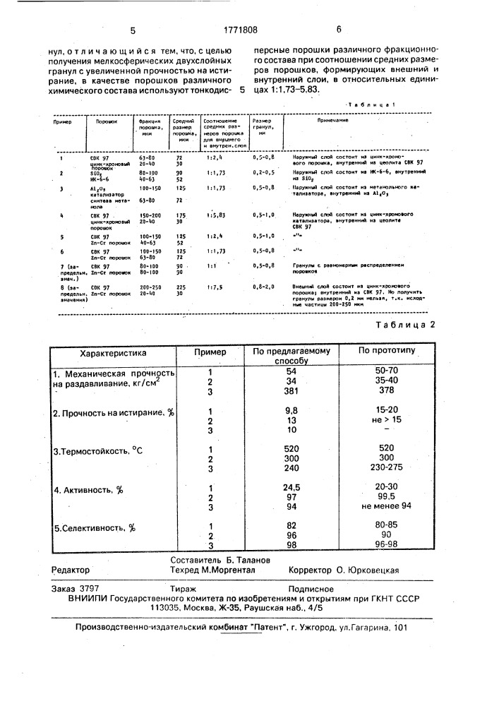 Способ гранулирования оксидсодержащего катализатора (патент 1771808)