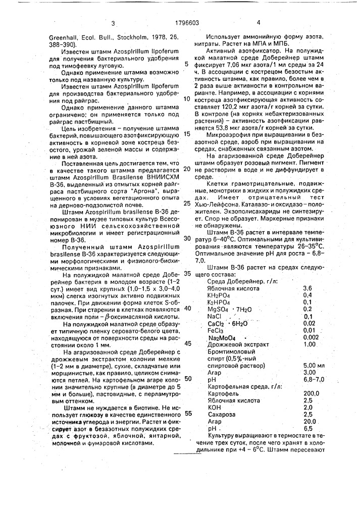Штамм бактерий аzоsрirilluм вrаsilеns для производства бактериального удобрения под кострец безостый (патент 1796603)