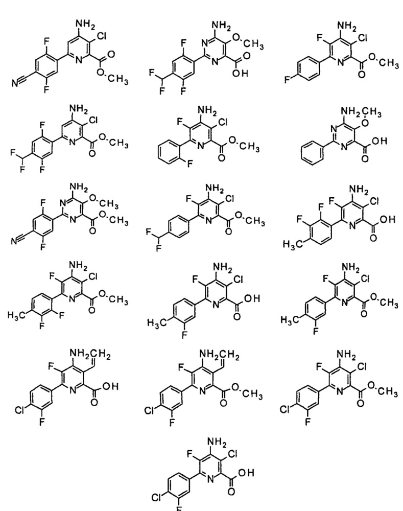 4-амино-6-(4-замещенные-фенил)-пиколинаты и 6-амино-2-(4-замещенные-фенил)-пиримидин-4-карбоксилаты и их применение в качестве гербицидов (патент 2652132)