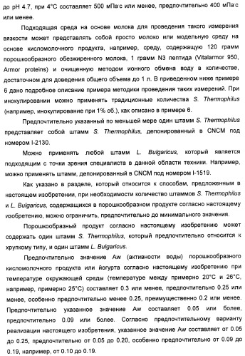Порошкообразный кисломолочный продукт или йогурт с высоким содержанием молочнокислых микроорганизмов (патент 2452185)