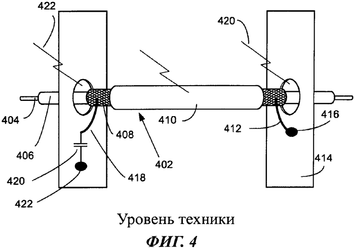 Проходник для экрана кабеля со связанным конденсатором (патент 2581596)