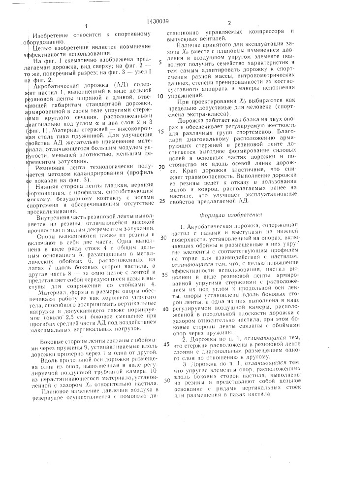 Акробатическая дорожка (патент 1430039)