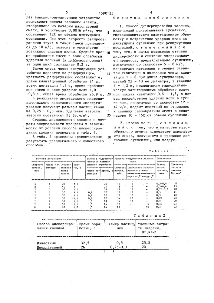 Способ диспергирования каолина (патент 1590135)