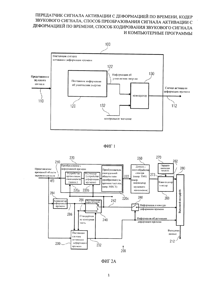 Передатчик сигнала активации с деформацией по времени, кодер звукового сигнала, способ преобразования сигнала активации с деформацией по времени, способ кодирования звукового сигнала и компьютерные программы (патент 2621965)
