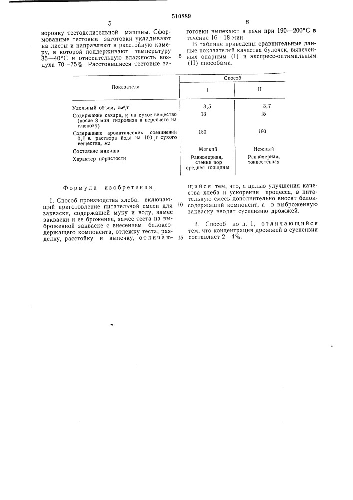 Способ производства хлеба (патент 510889)
