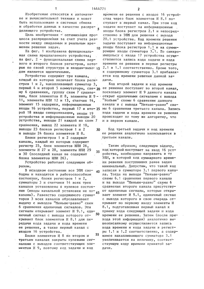 Устройство для распределения заданий между эвм (патент 1444771)
