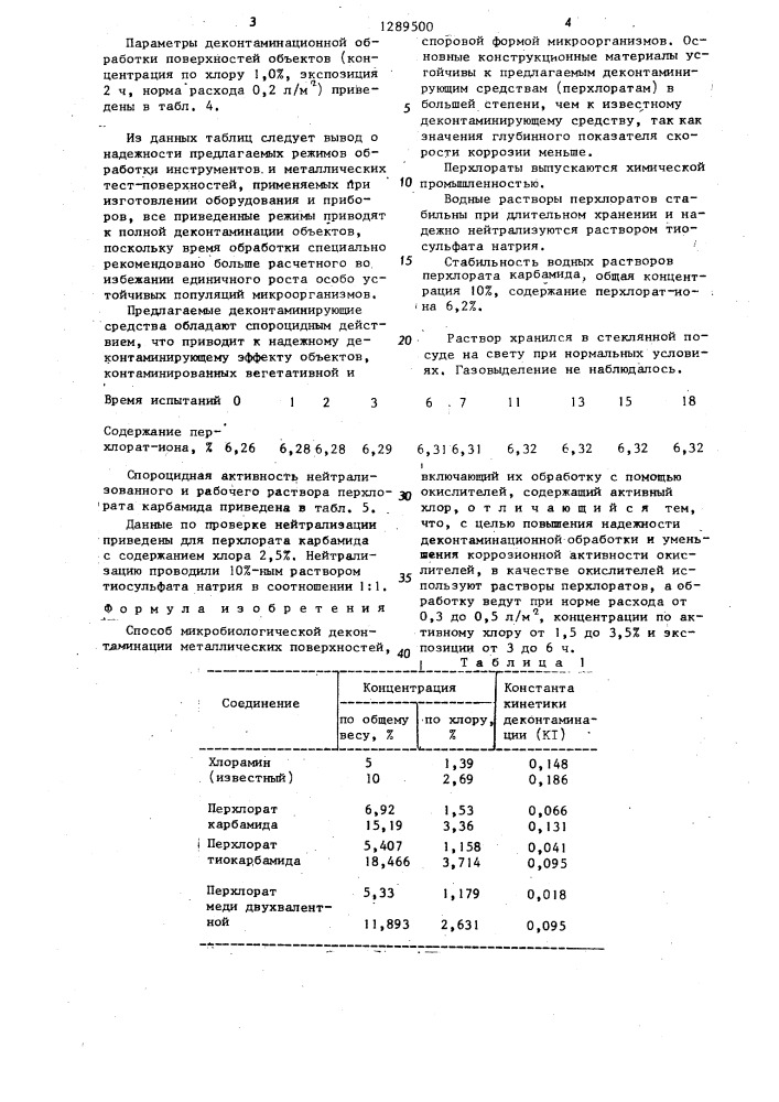 Способ микробиологической деконтаминации металлических поверхностей (патент 1289500)